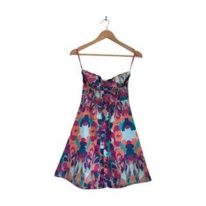 H&M Dress Strapless Abstract Print Mini Cotton Summer Dress Women's Size 4